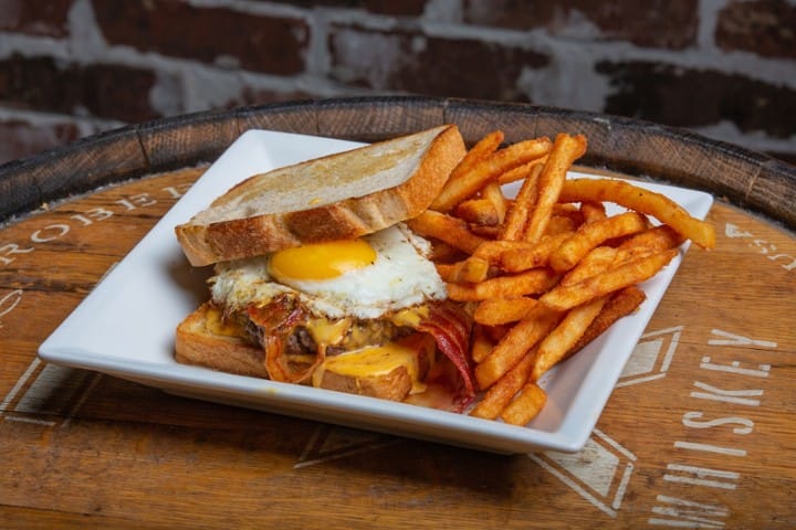 breakfast burger at woodsons local tap and kitchen